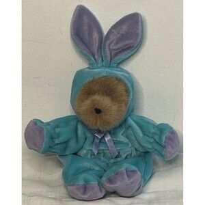 Vintage 1998 GAC Plush Bear In Blue Bunny Rabbit Outfit Easter Baby Shower Gift